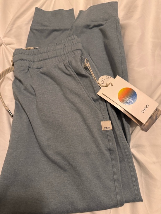 New - Vuori Sky Blue Drawstring Jogger Pants in shade heather - Picture 3 of 4